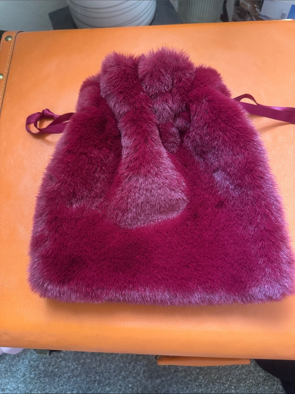 Fuzzy makeup bag